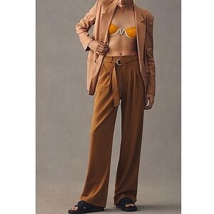 Anthropologie-Avec Les Filles-Belted Cuffed Trousers in Amber-Size 6/UK 10